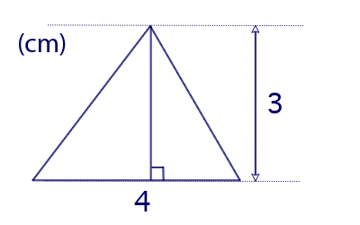 Beräkna of triangel med bas 4cm och hjd 3cm.